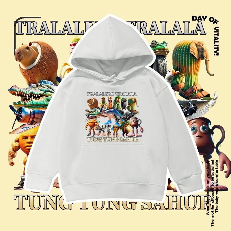 国外山海经卫衣男女春秋季木棍人儿童中大童2025卡通爆款连帽卫衣