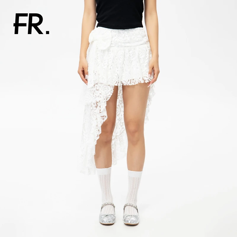 凡人优品女士夏季不规则蕾丝半身裙Z163