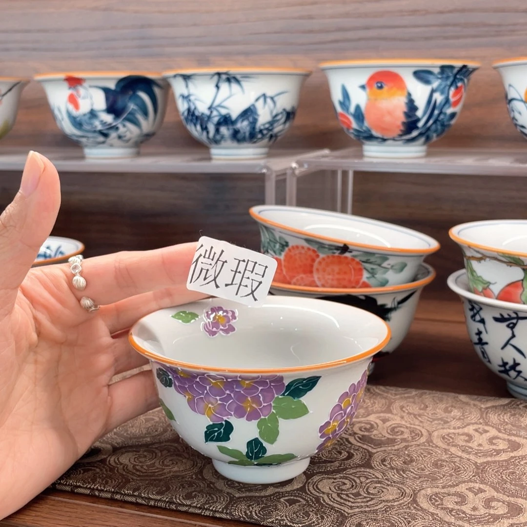 釉下手绘茶具微瑕