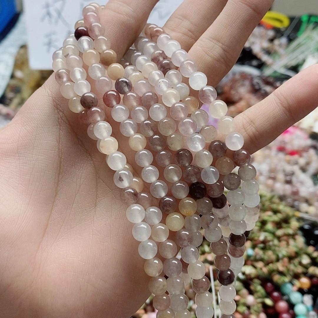 玛瑙/玉髓未镶嵌珠宝半成品一条天然6mm紫罗兰圆珠A20