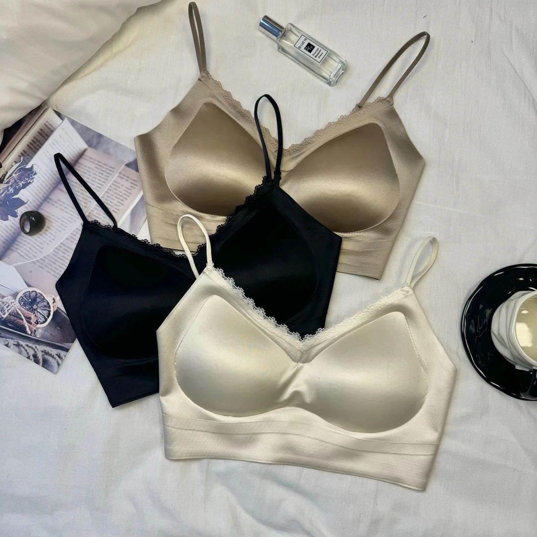 2025新款法式蕾丝鎏金缎面内衣丝滑高级无痕舒适无钢圈美背11801