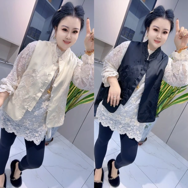 【娟姐精选】33095欧货重工刺绣串管时尚马甲