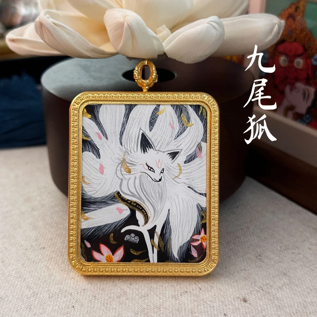 纯手绘唐卡九尾狐吊坠想来你配饰