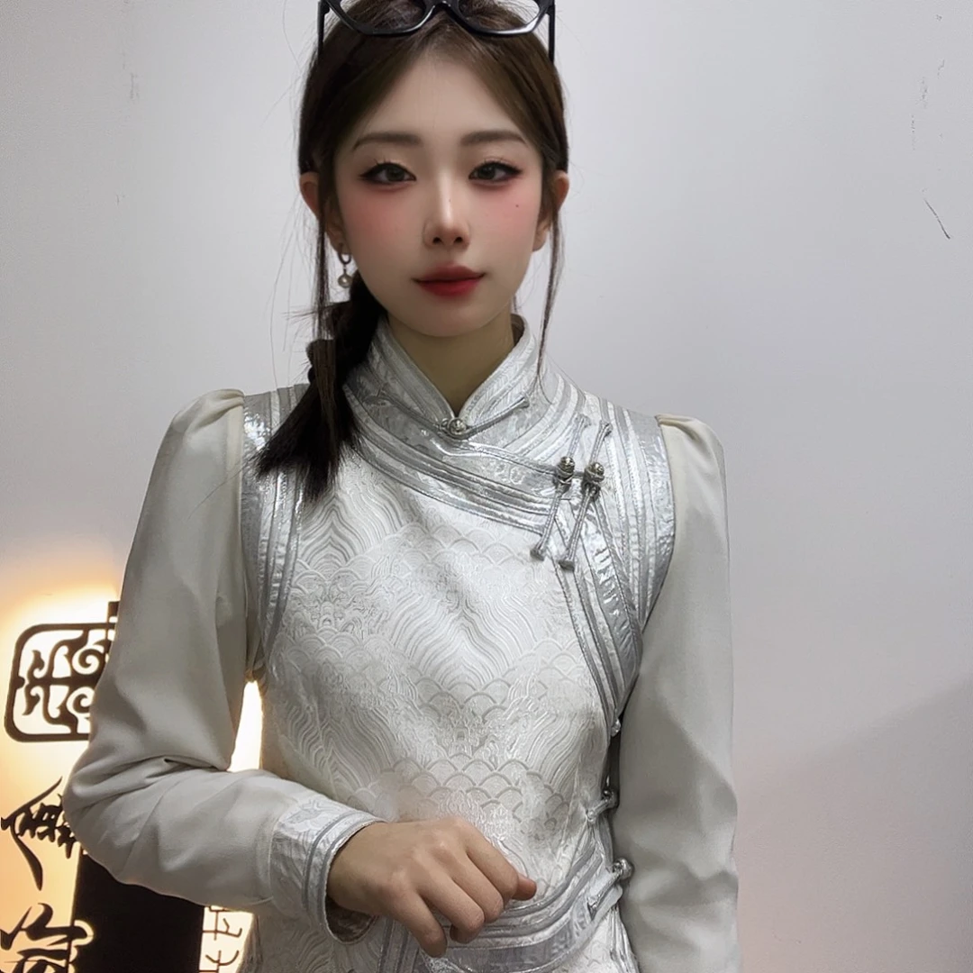 闪电购女装白色纱袖L