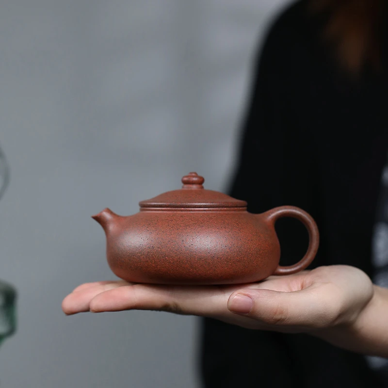 大吉羊柴烧 宜兴紫砂壶茶壶茶具 原矿铁砂泥 寒江壶170ml庄泽明