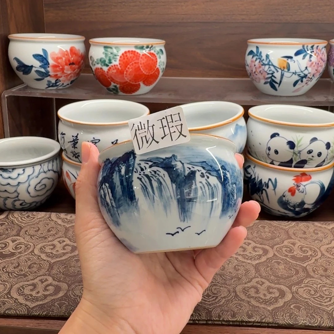 釉下手绘茶具微瑕