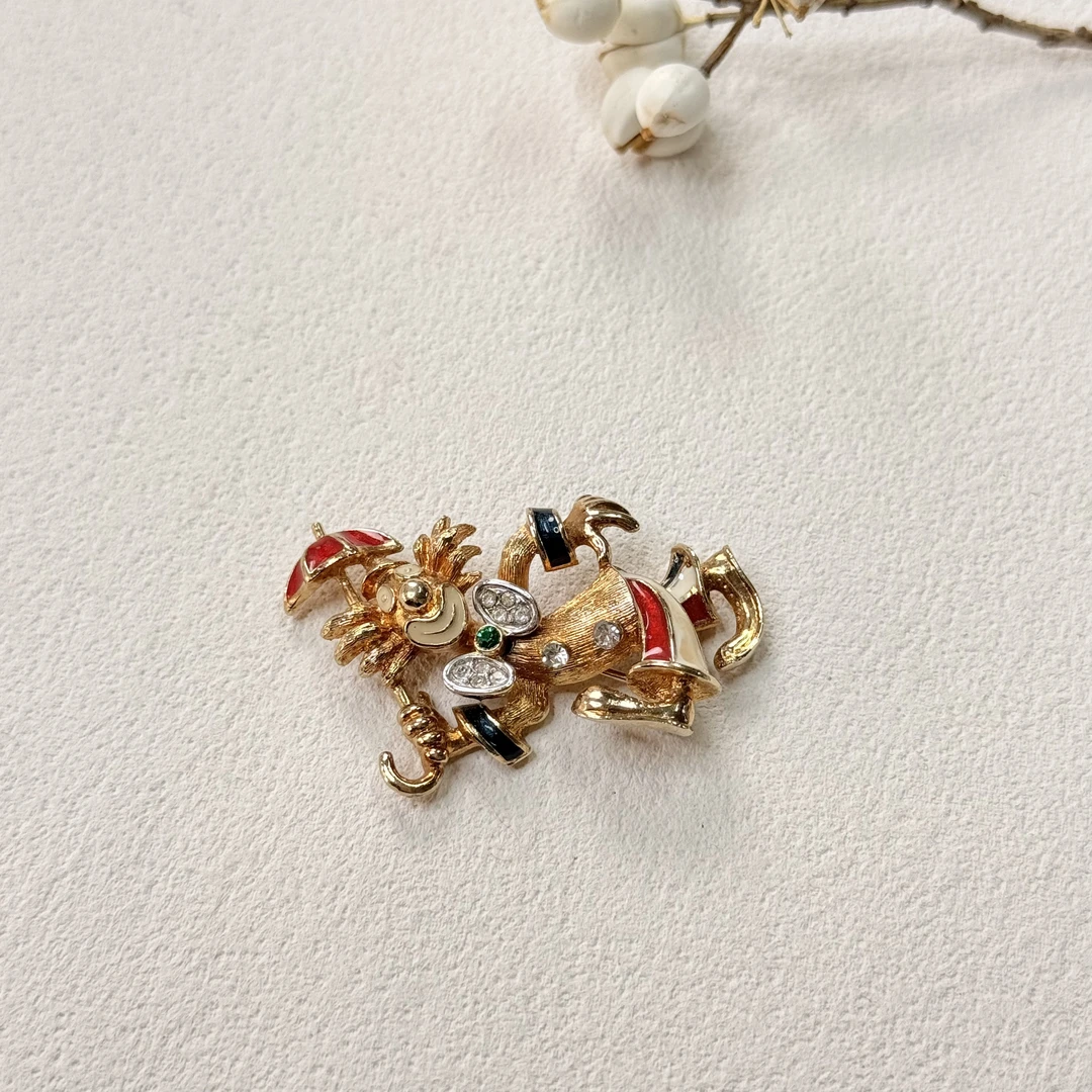 铜合金珐琅胸针 【六六中古】孤品复古造型感胸针tr0377