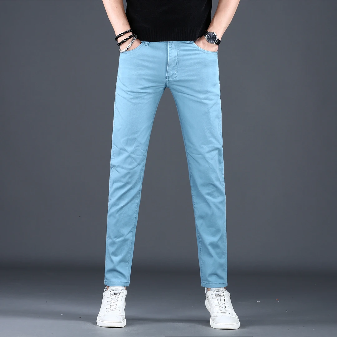 高端品牌牛仔裤男款夏季薄款休闲修身小脚裤时尚舒适痞帅潮男裤子
