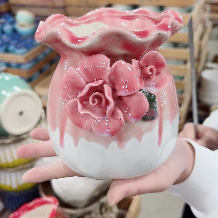 有孔.凑满10元发货多肉陶瓷花盆！