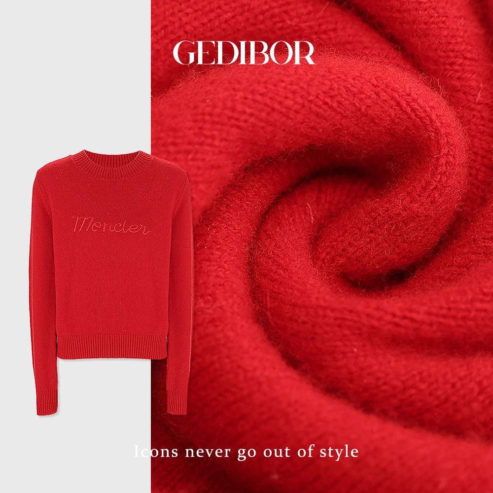 XUEXUE丨100美丽诺羊毛 M家字母刺绣时尚针织上衣GD25-ZZ696