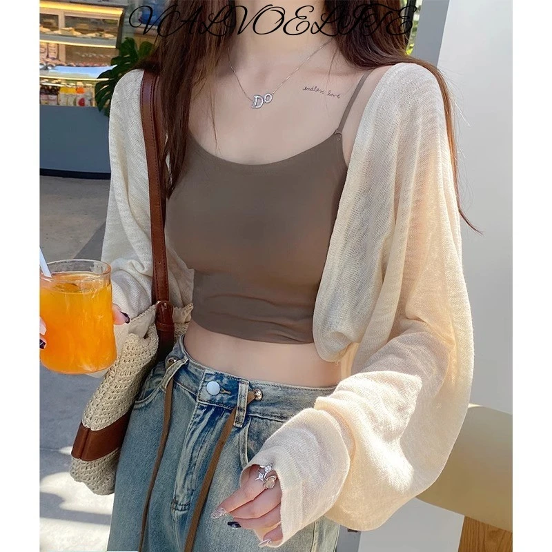 坎肩小披肩冰丝防晒开衫女薄款夏季搭配吊带裙子外搭罩衫短款上衣
