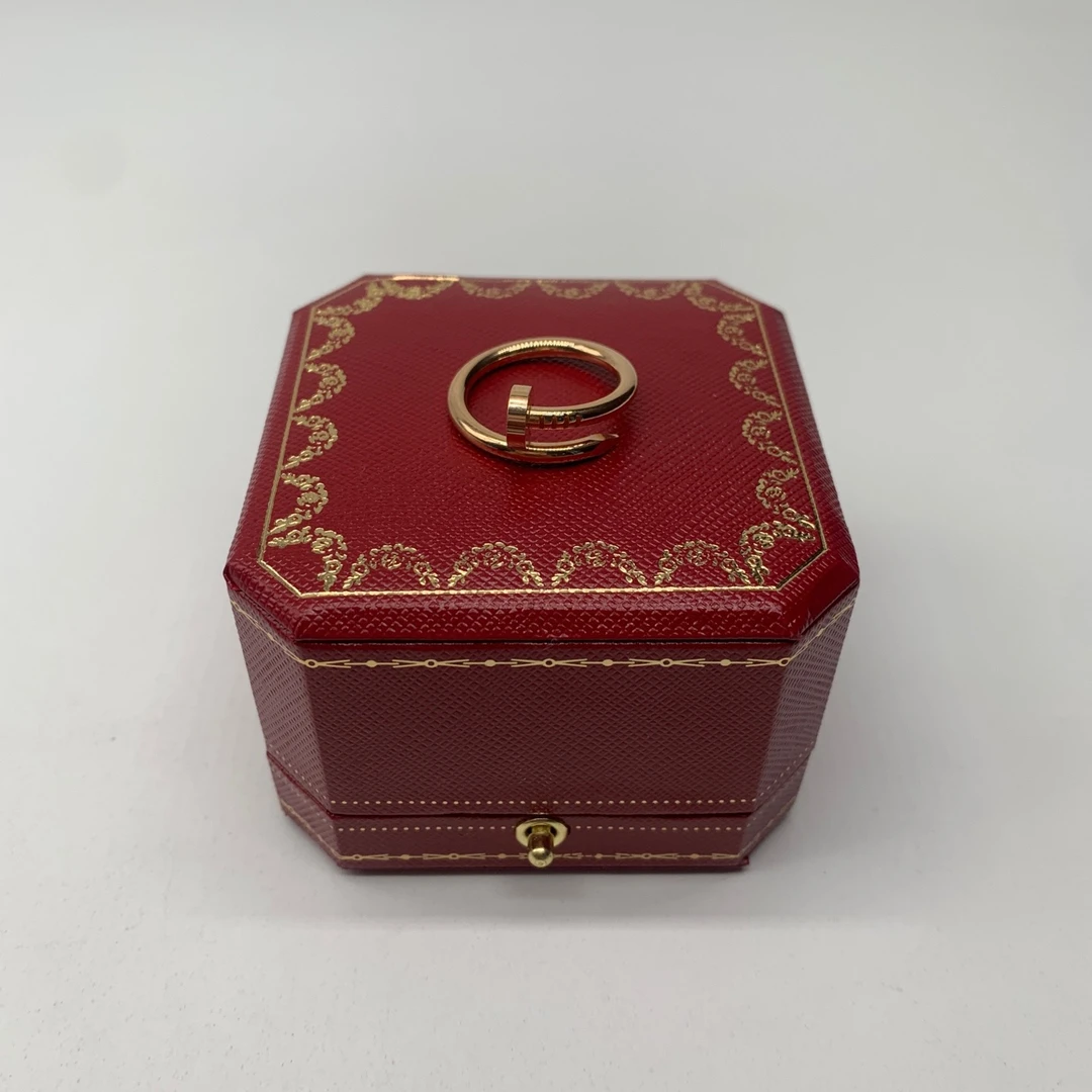 99新 Cartier/卡地亚 18k玫瑰金宽版钉子戒指59码25年dx7922