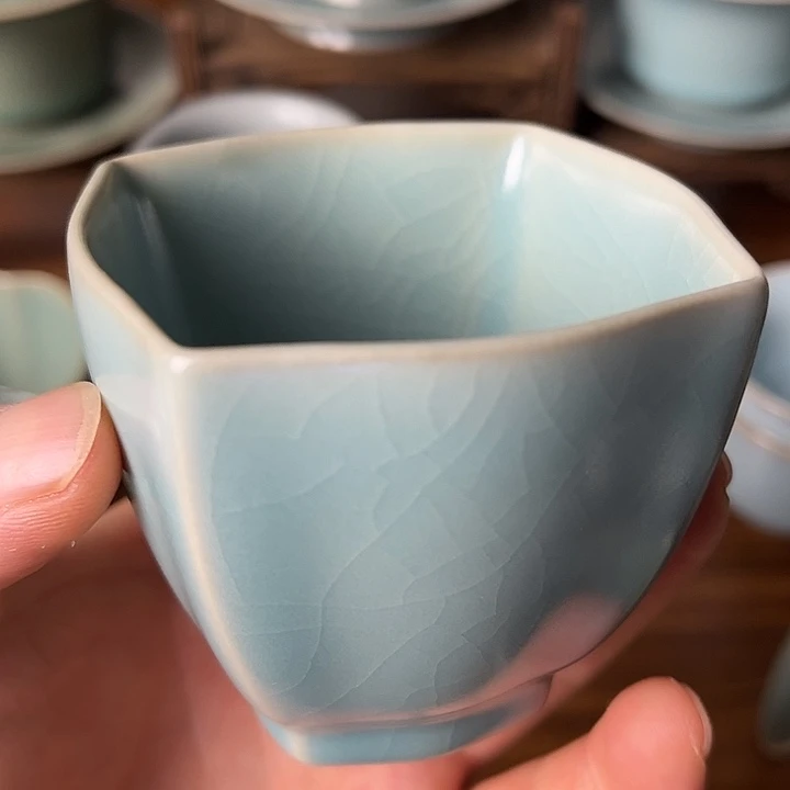 四方如意杯全品天青釉