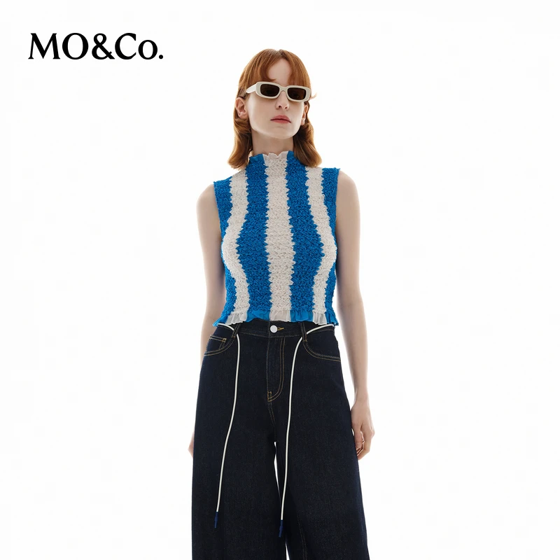 【小余专属】MOCO上衣SUNNEI联名系列重工条纹短款MBD1TOP022