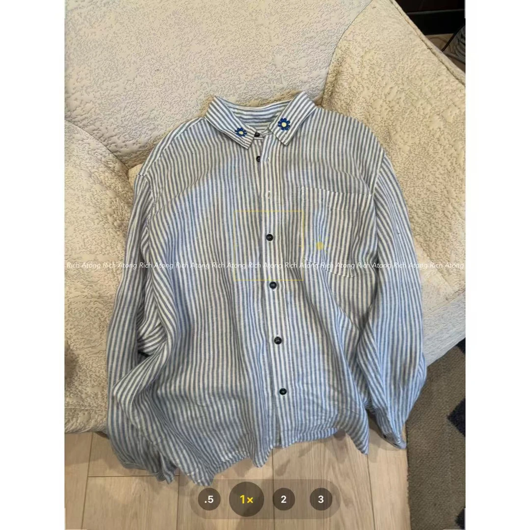 atong/阿彤-【太阳花】-2025 翻领条纹极简衬衫