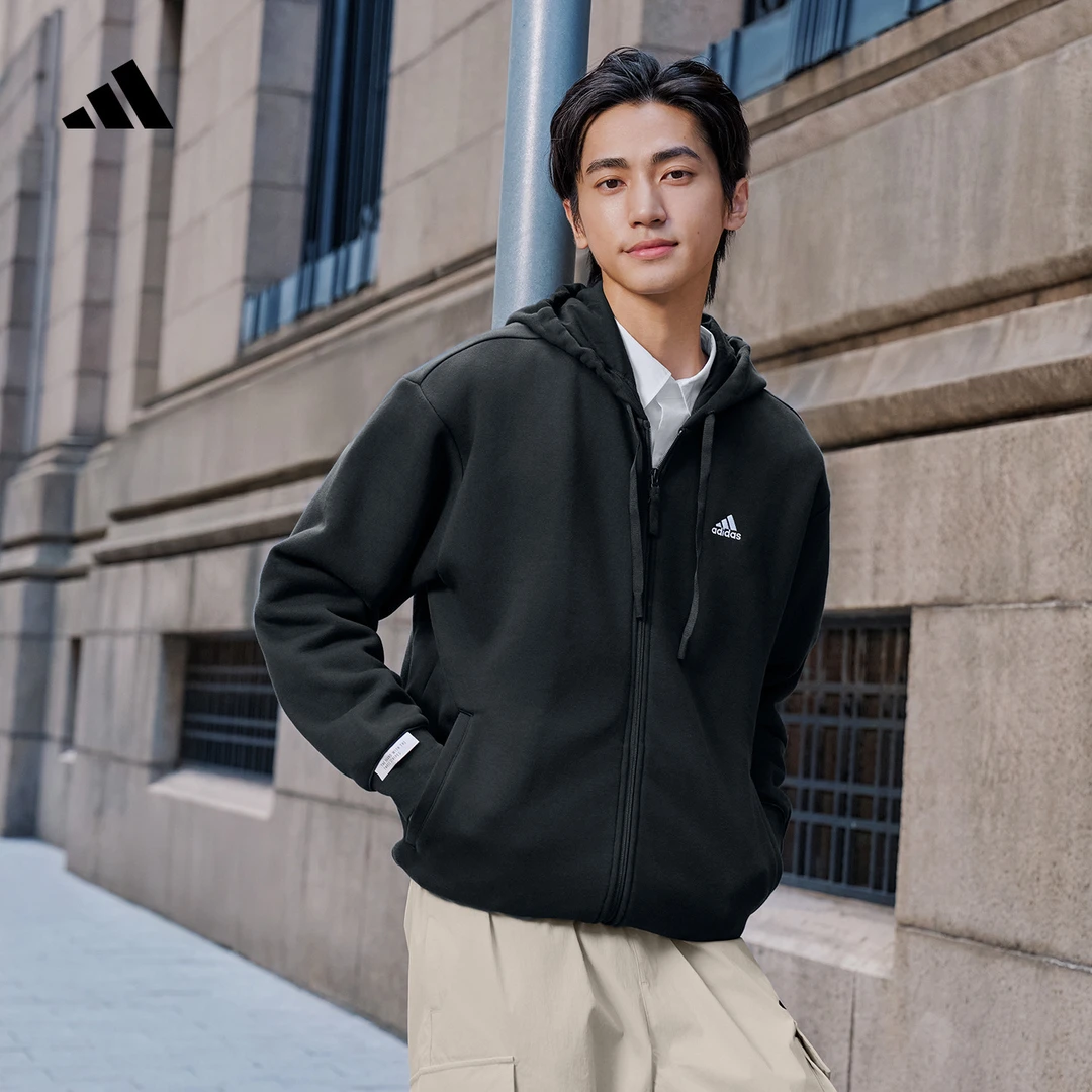 阿迪达斯官方 加绒宽松连帽夹克外套男女秋季轻运动adidas IV7607