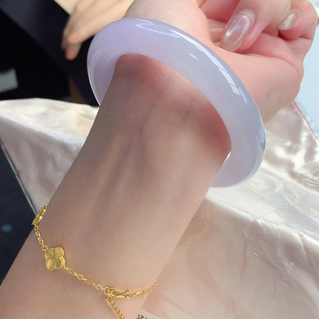 未镶嵌手镯翡翠天然A货翡翠56/57冰透紫紫霞仙子一步到位