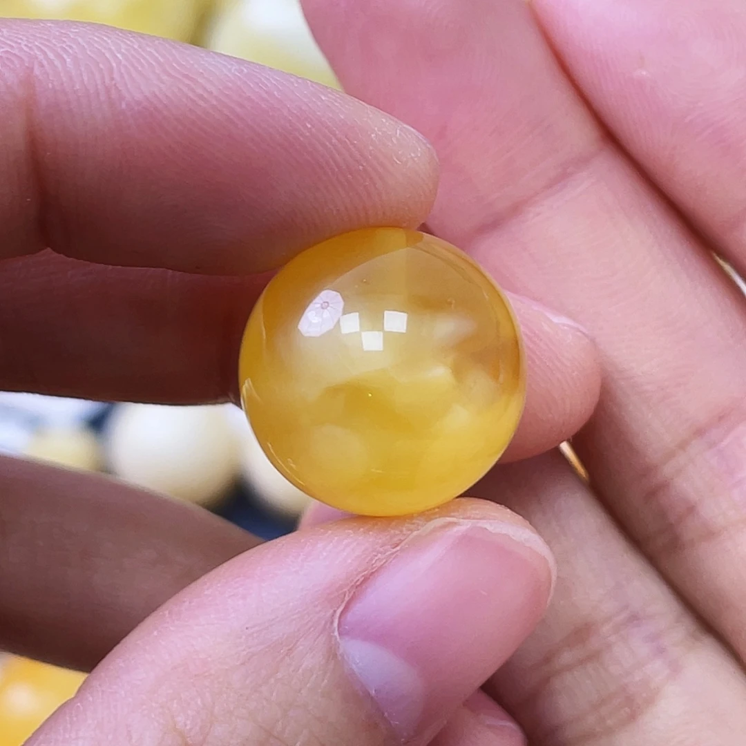 蜜蜡未镶嵌珠宝奇石16.9mm橘金溶洞妖 福利款