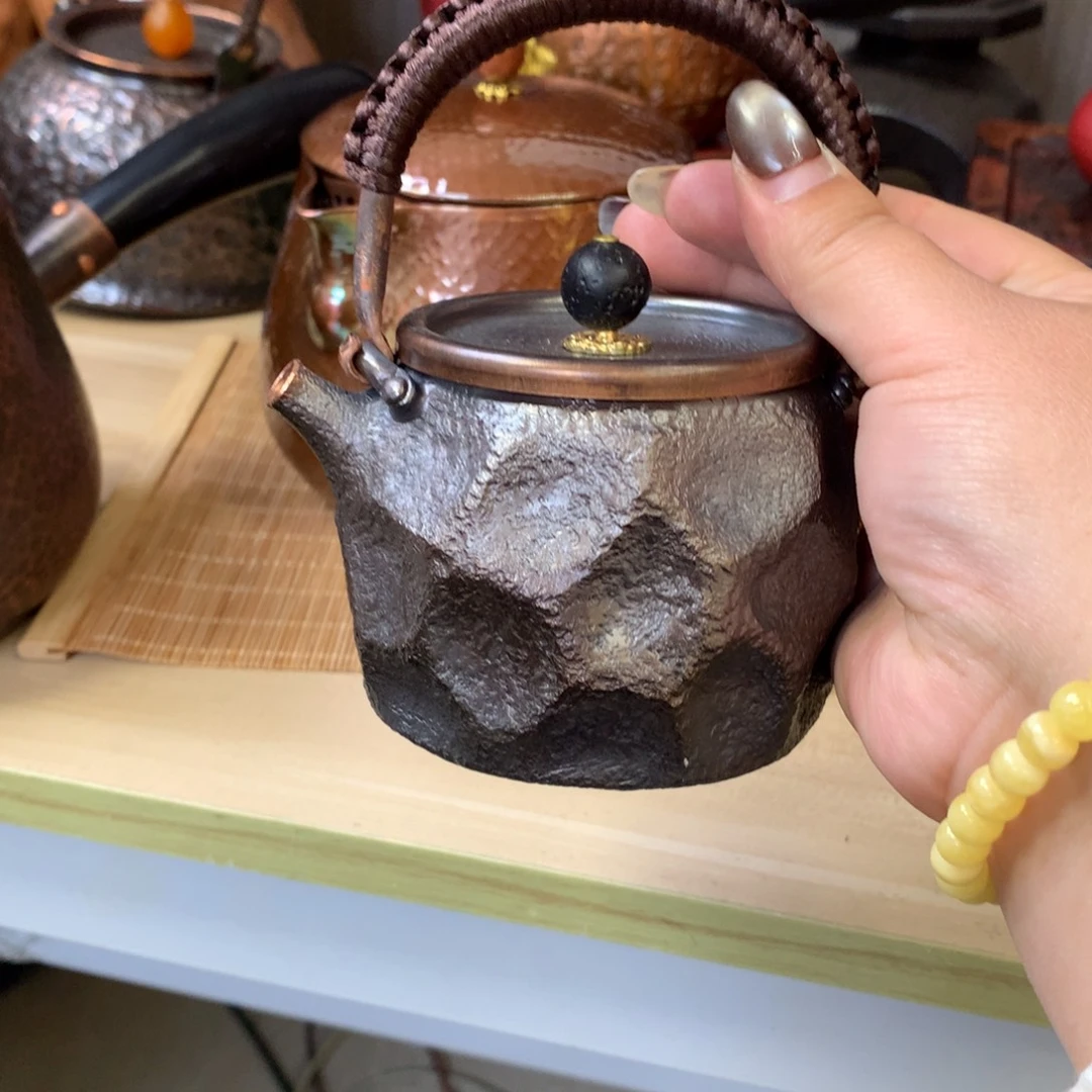 槐***四做旧石头纹陨石坑提梁闷泡壶