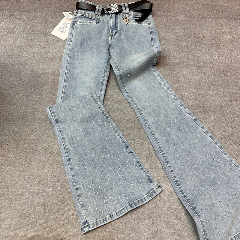 808 高腰重工小脚微喇牛仔裤女