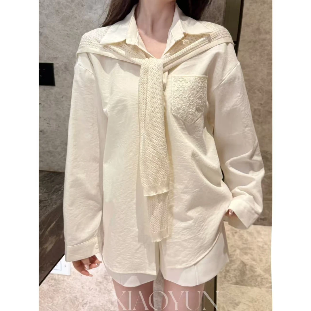 甜美钩花衬衣 小允姐姐2025新款时尚气质高级甜美钩花衬衣