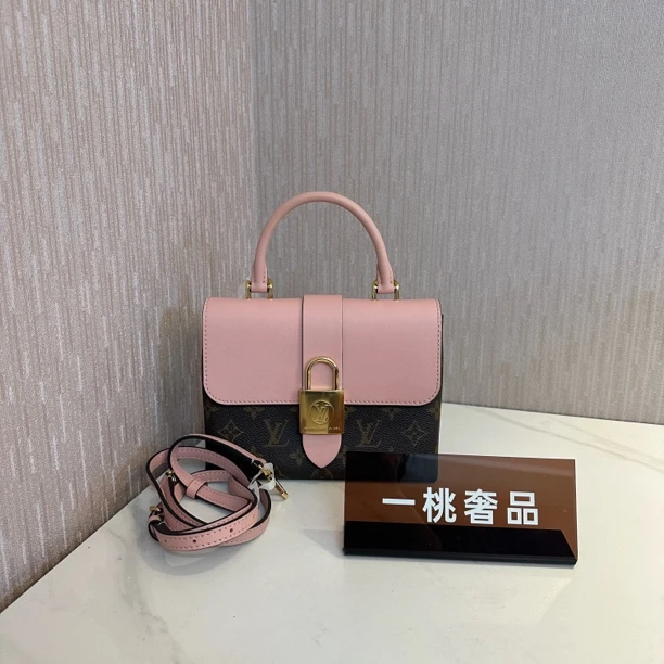 95新 LV 一桃/98新/lv 拼色锁头手提斜挎