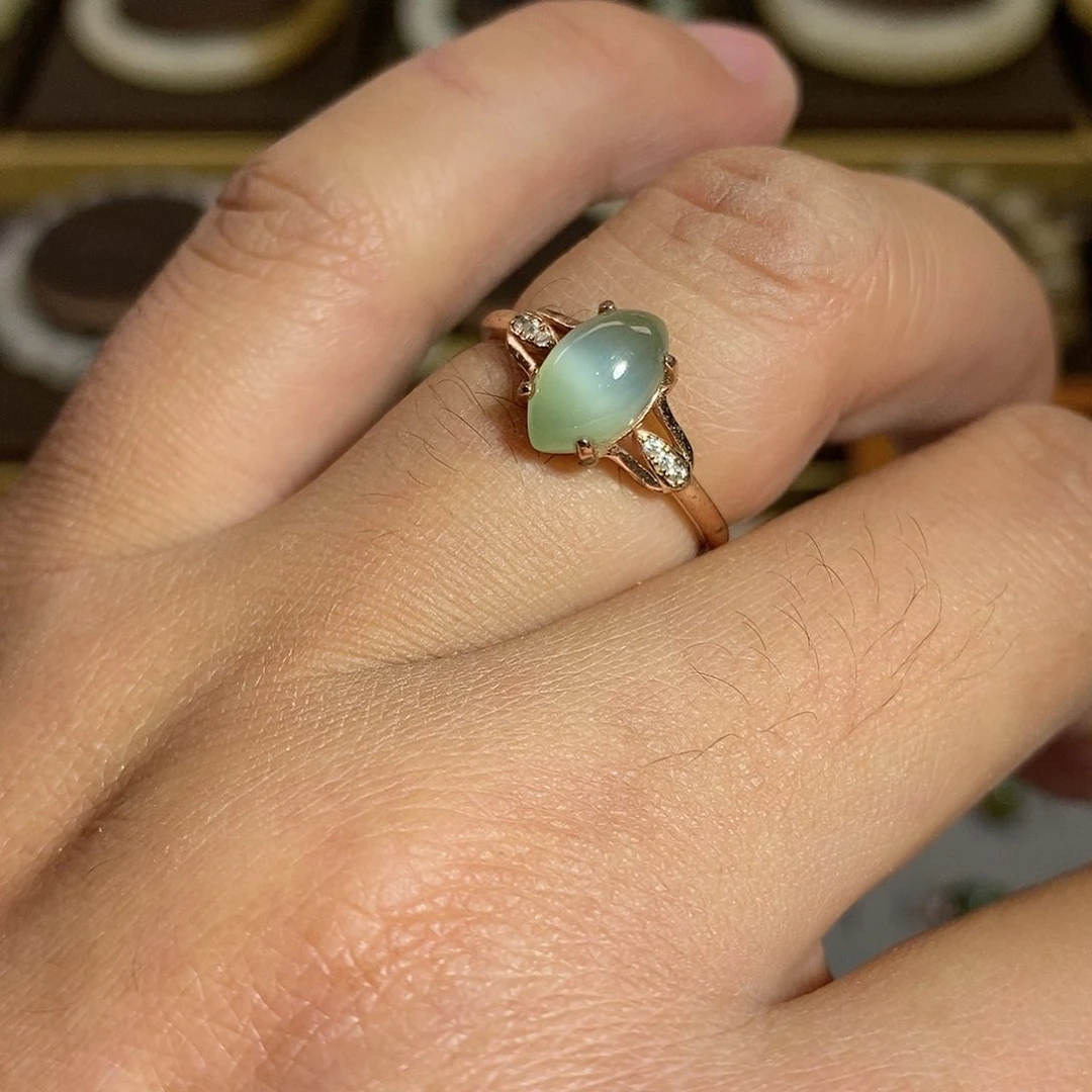 【闪购商品】银S925镶嵌戒指和田玉（碧玉）