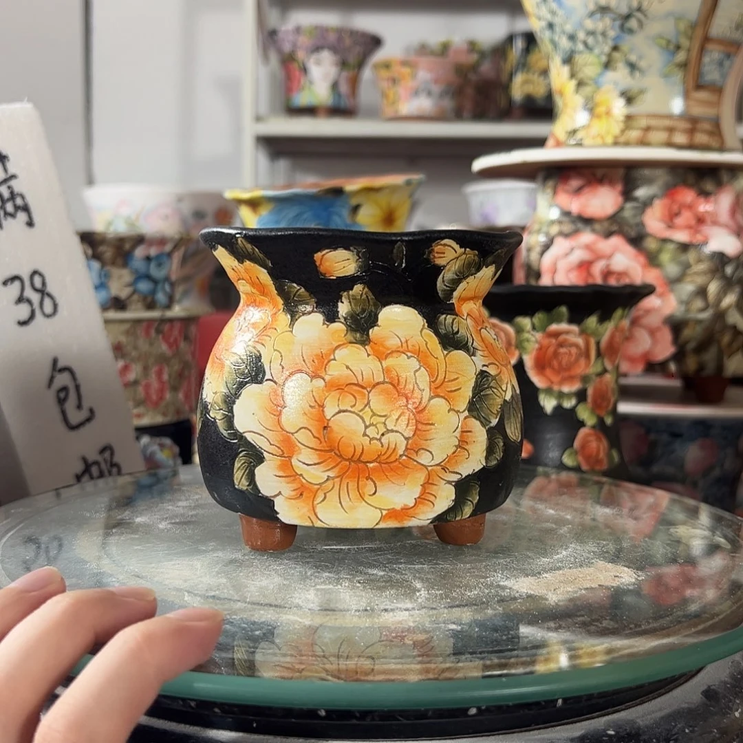 景德镇手绘花盆幸运花盆