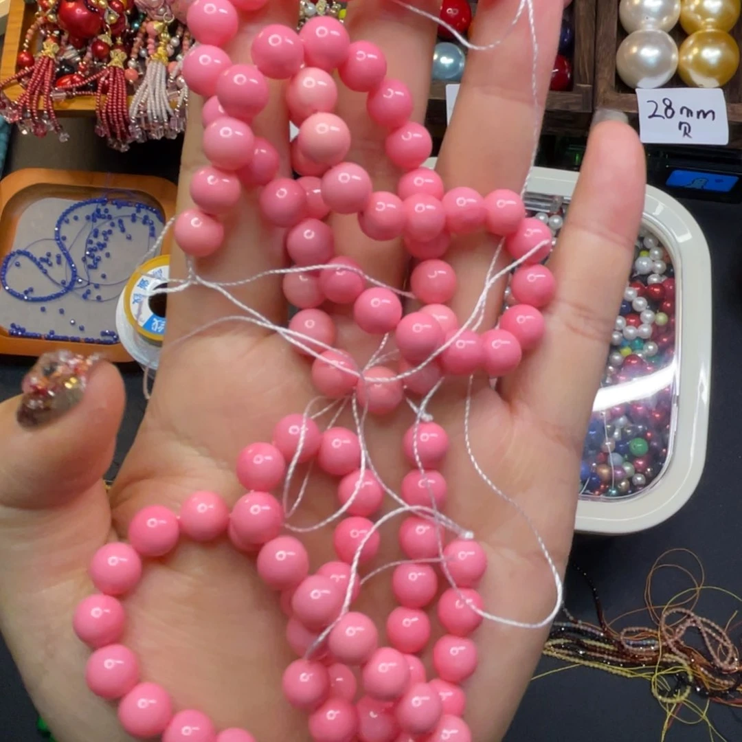 8mm贝珠刀马旦配珠粉色一条