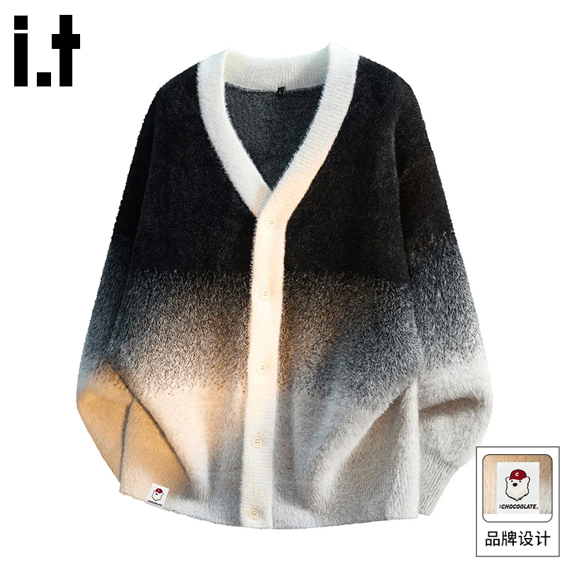 it :CHOCOOLATE韩系渐变毛衣男款秋冬季潮流宽松休闲痞帅针织外套