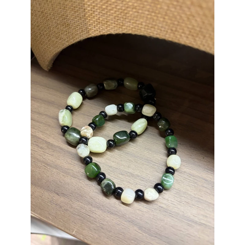 【墨】和田玉天然玉石随形玉手串多样性发货