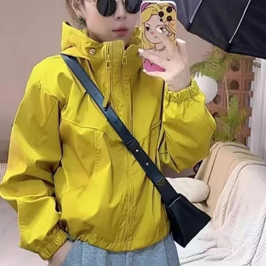 双拉链冲锋衣外套女2025新款连帽时尚设计感宽松百搭韩版夹克上衣