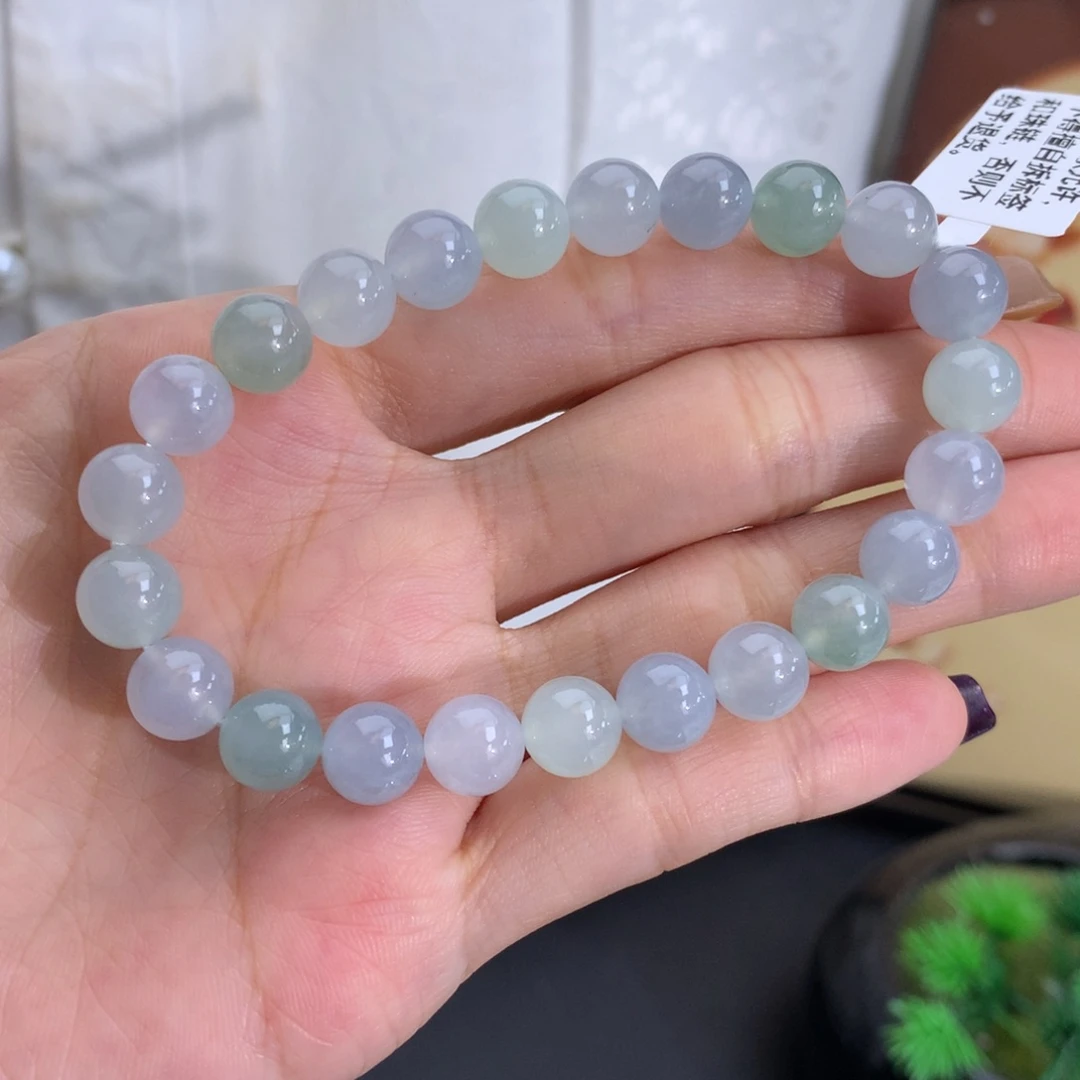 翡翠未镶嵌手串卡8冰胶马卡龙手串