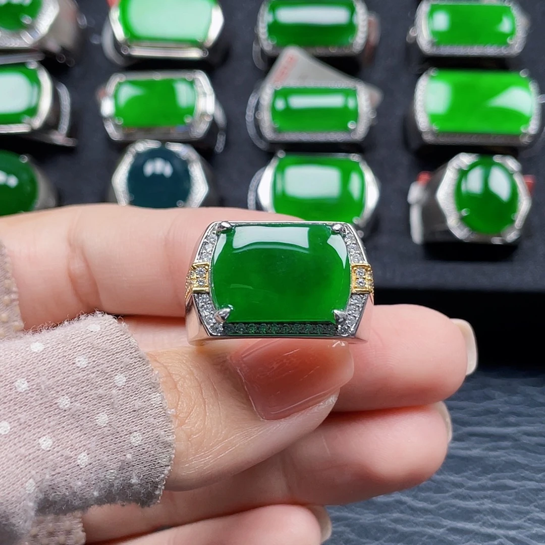 翡翠银S925镶嵌戒指天然A货翡翠没运费险1495