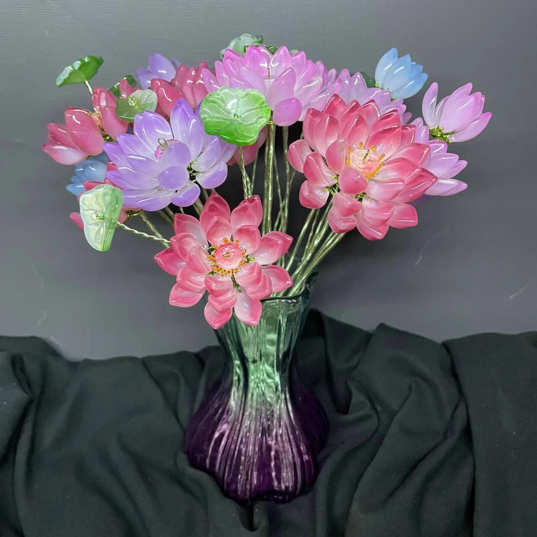 【琉璃单支DIY荷花】纯手工花仿真假花自由搭配轻奢简约时尚创意