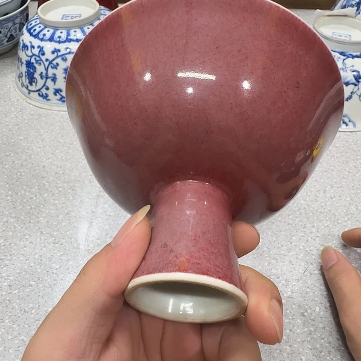 自***圆摆件陶瓷纯手工高足碗