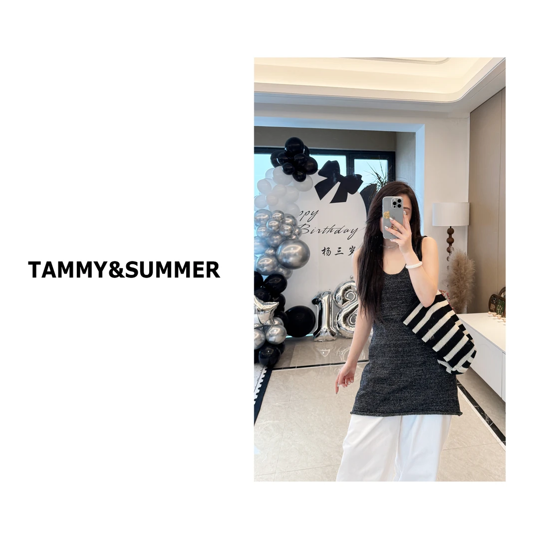 【Tammy&Summer】百搭无袖其实针织卷边下摆气质吊带裙连衣裙90029