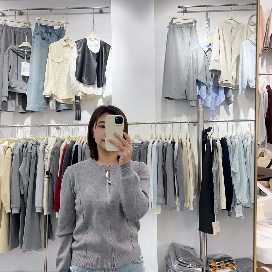 宝妹家春款拉链针织开衫