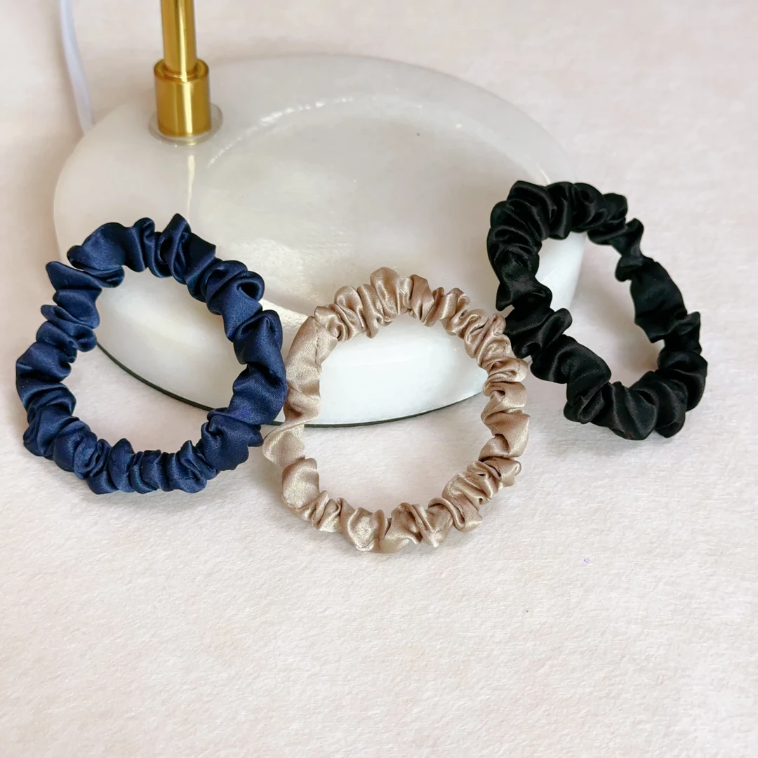 【藏青色+黑色+金灰色】手工细版仙女 大肠发圈 （宽1.5~2cm）