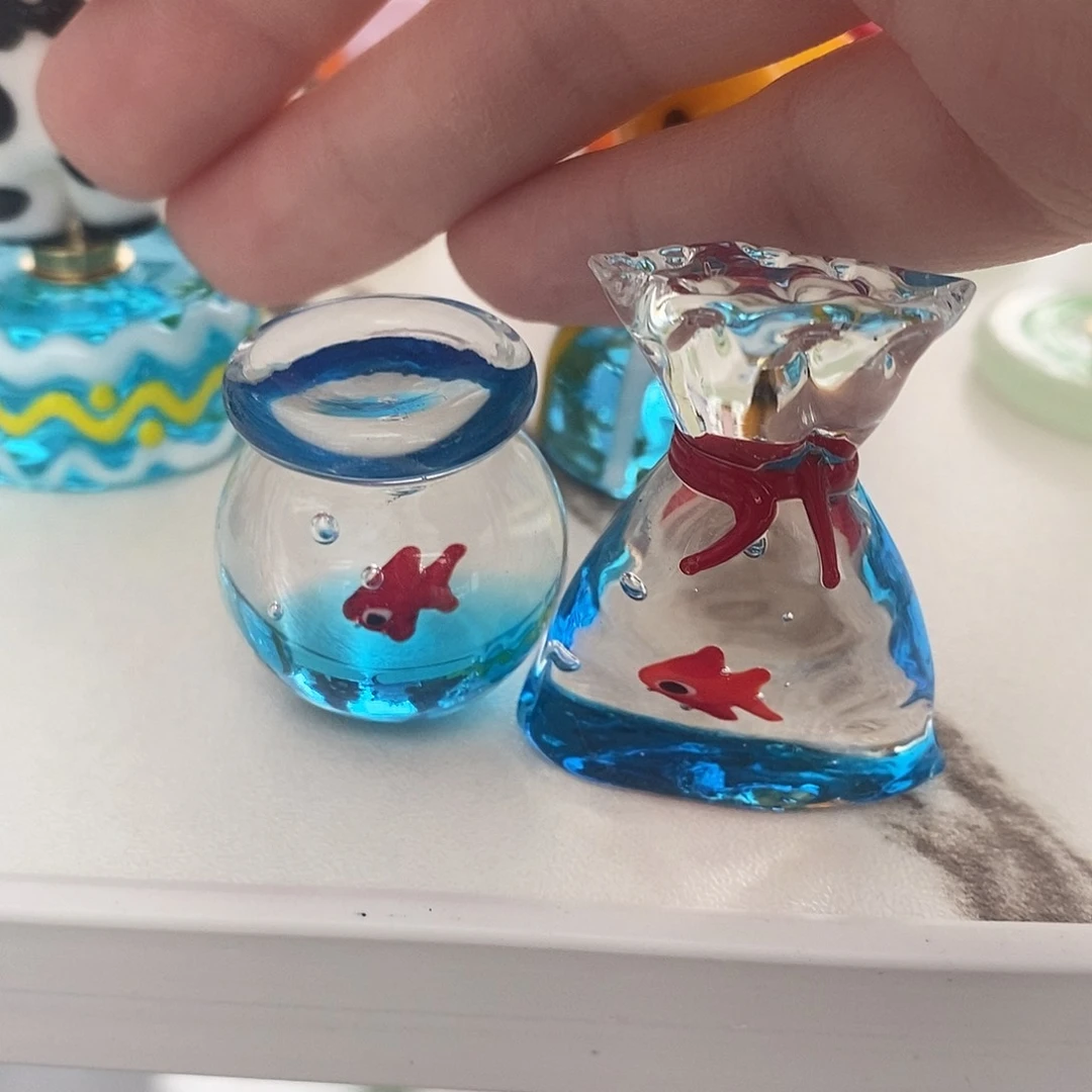 琉璃手工艺品鱼缸福袋1对