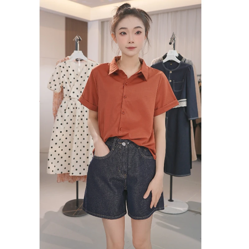 AZN夏天直筒百搭冰感爆款牛仔短裤女高腰女装休闲复古款潮流新款