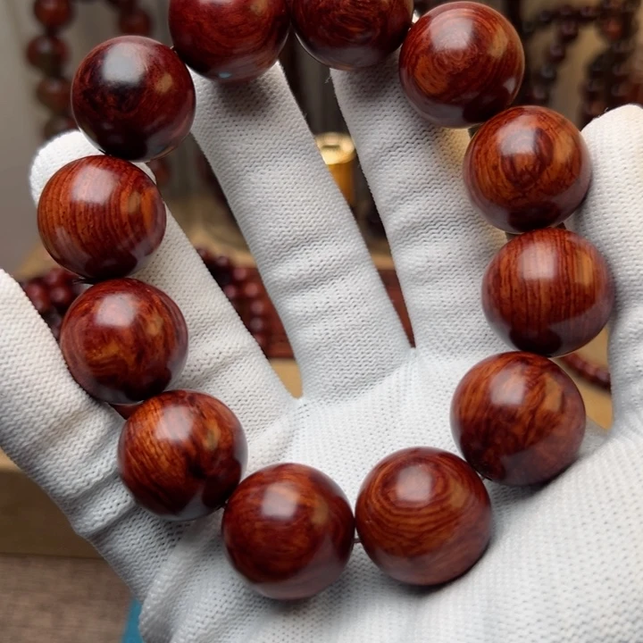 @***物木木本海南红降花梨公20圆珠单圈一档料