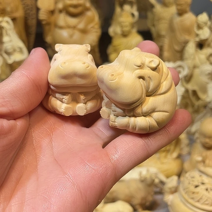 黄杨木小瑕疵河马一对