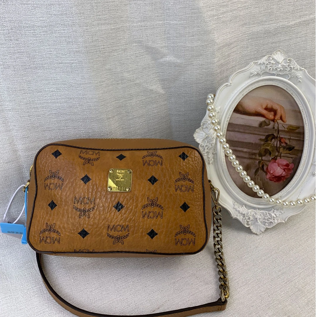 95新 MCM 干邑色斜跨包/WJ11401511/1511