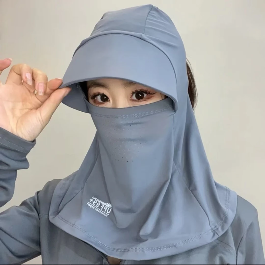 全脸遮阳帽子夏季防晒帽防紫外线户外骑行运动护颈面罩太阳帽一体