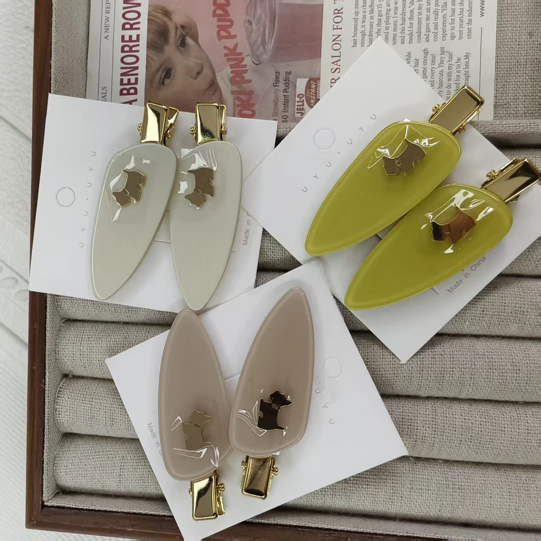 原创设计气质时尚醋酸电镀小狗边夹刘海夹1153