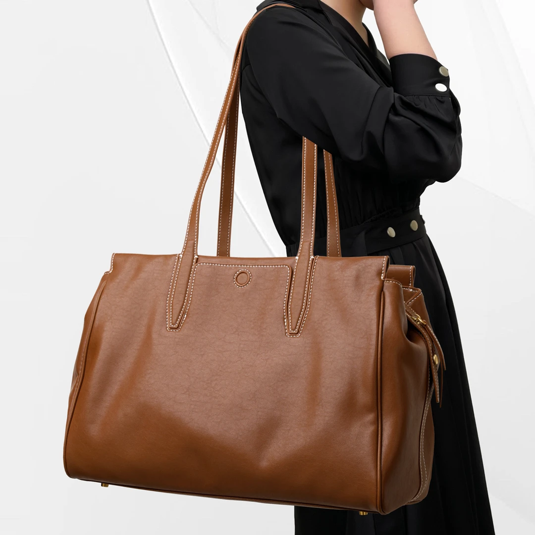 CCAMO托特包女款2025新款爆款牛皮真皮女包大容量包包通勤单肩包