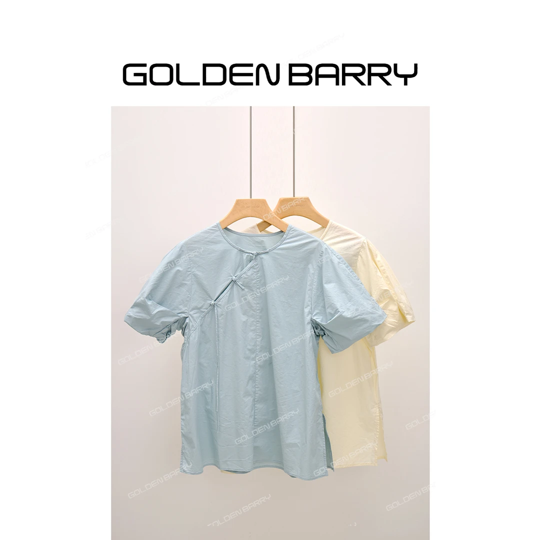 GOLDENBARRY【3.8专享】211053夏季新中式短袖衬衫夏款简约小众气质