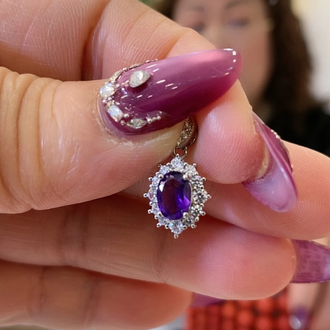 紫晶吊坠(不含链)银S925镶嵌