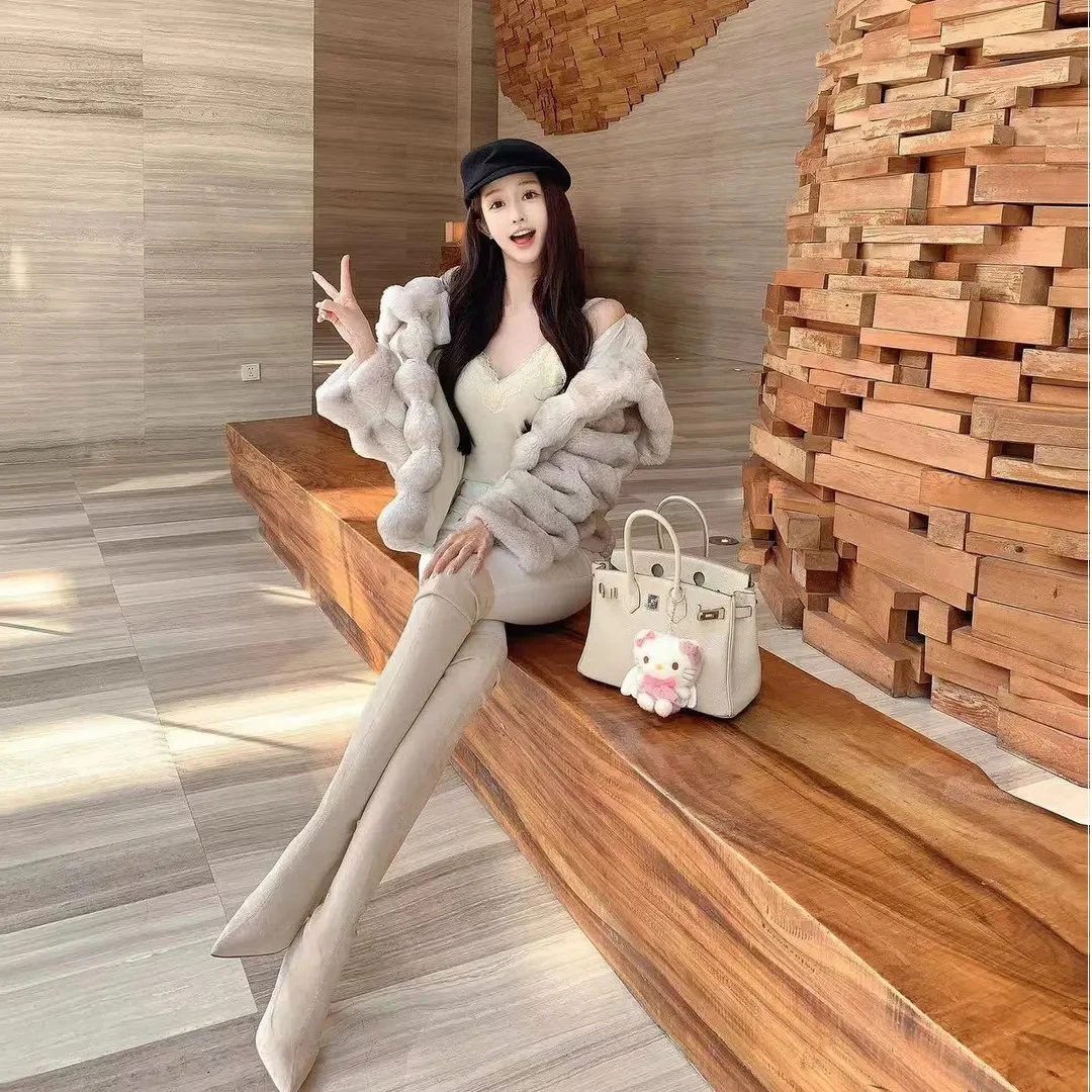 绒面性感过膝长靴女2025秋冬新款尖头显瘦弹力瘦瘦靴百搭长筒靴子